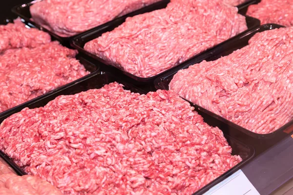 Malet Kött Affären Färsk Köttfärs Slaktarbutiken — Stockfoto