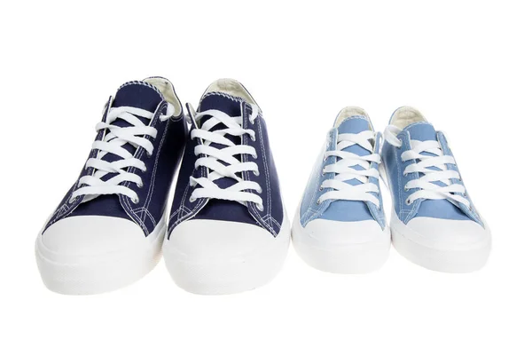 Scarpe Grandi Piccole Sneakers Isolate Bianco — Foto Stock