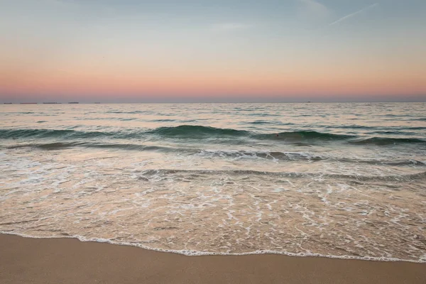 Sea Waves Beach Sunset Sky Background — Stock Photo, Image