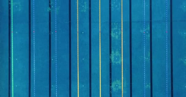 Top View Public Swimming Pool Empty Swimming Pool Swim Lanes — Stock Video