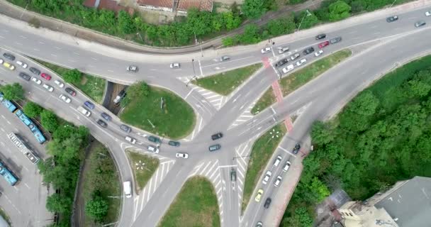 Top Över Gatutrafiken Stadens Centrum Stadslandskap Video Sofia Bulgarien — Stockvideo