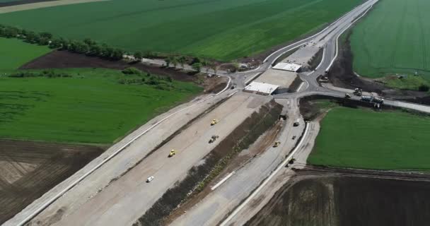 高速道路建設現場の空中ビュー 高架道路 高速道路の交差点 — ストック動画