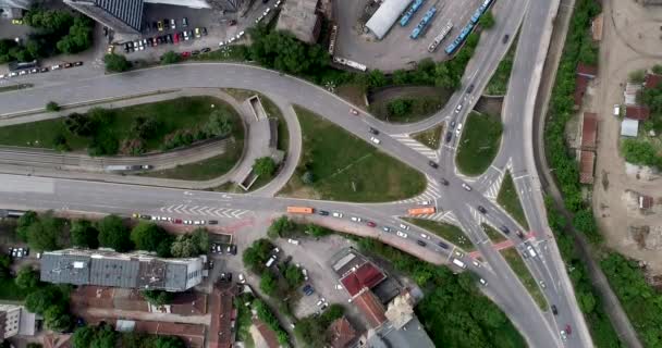 Top Över Gatutrafiken Stadens Centrum Stadslandskap Video Sofia Bulgarien — Stockvideo