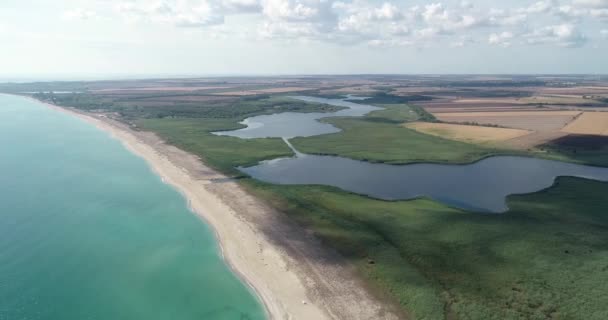 Hermoso Paisaje Lago Bosque Playa Mar Lagos Ezerets Shabla Costa — Vídeos de Stock