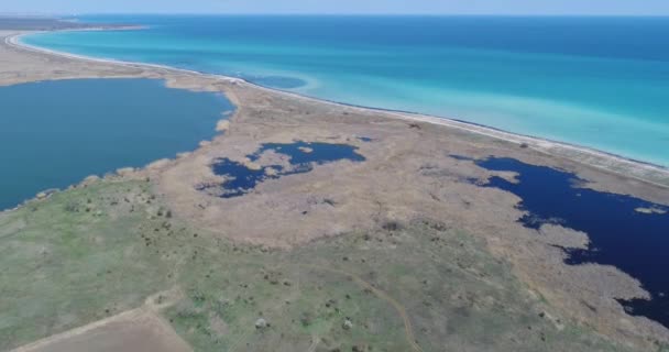 Dzika Bułgaria Wiew Powietrzny Jeziora Durankulak Wybrzeża Morza Czarnego Północno — Wideo stockowe