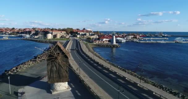 Pijakan Udara Nessebar Kota Kuno Pantai Laut Hitam Bulgaria — Stok Video