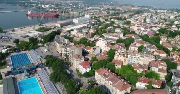 Video Aereo Del Centro Varna Spiaggia Capitale Del Mare Della — Video Stock