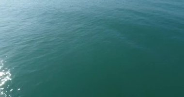 4k drone video uçuş okyanus, deniz üzerinde. Suya yakın.