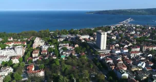 Antenn Video Varna Centrum Och Varna Viken Bulgariens Sjöhuvudstad — Stockvideo