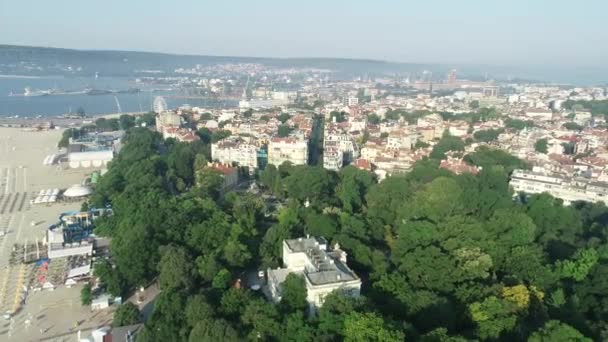 Piękny Krajobraz Miasta Nad Miastem Warna Bułgaria Plaża Stare Miasto — Wideo stockowe