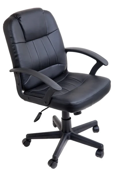 Black leather office chair isolated on white — Stock Photo, Image