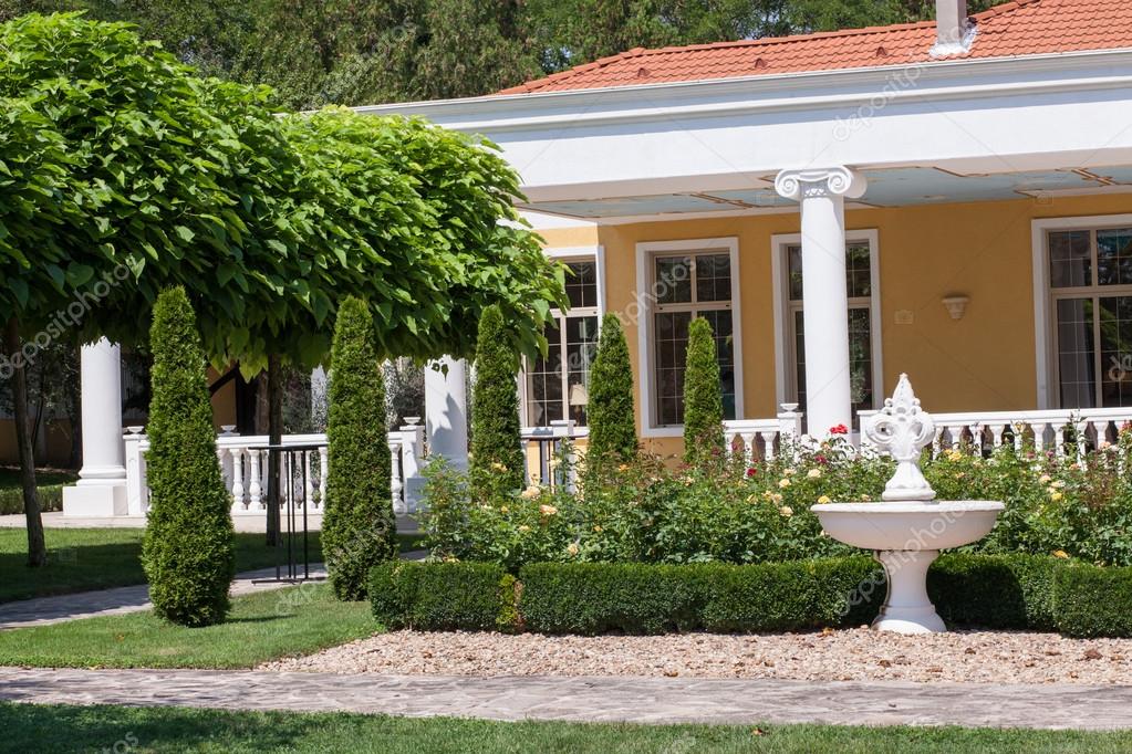 Beautiful Garden In Front Of A Villa House Stock Photo C Dechevm