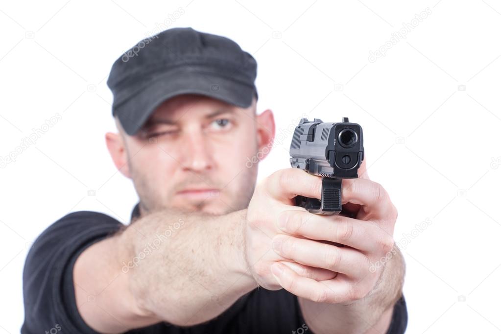 stock photo gun pointing