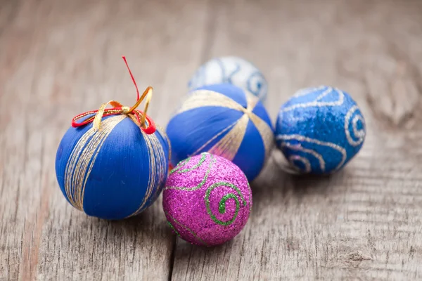 Christmas balls on wooden background — Stock Photo, Image