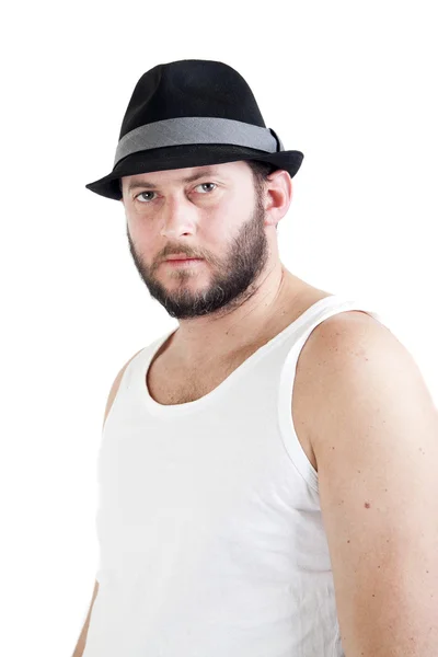 Retrato de hombre con barba y sombrero — Foto de Stock