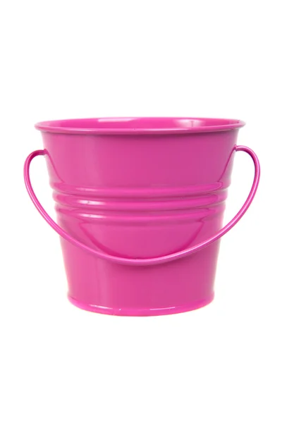 Pequeno balde rosa, balde, isolado — Fotografia de Stock