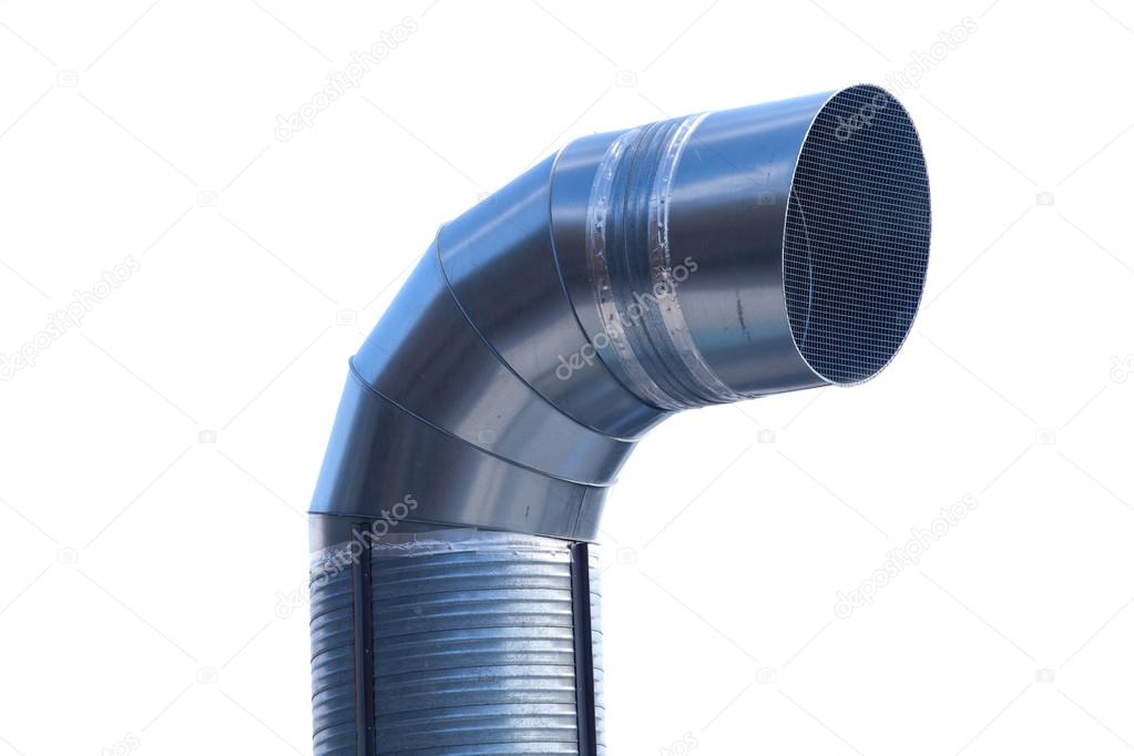 ventilation pipe of industrial building, isolated on white