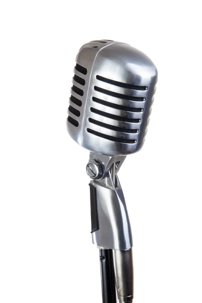 Vintage mikrofon üzerinde beyaz izole — Stok fotoğraf