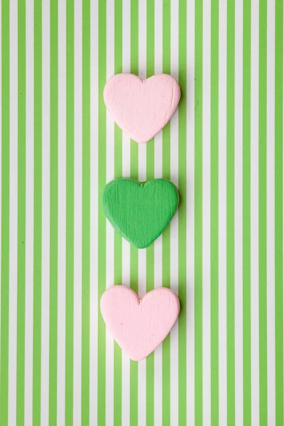 Decorative hearts on nice green white background — Stock Photo, Image