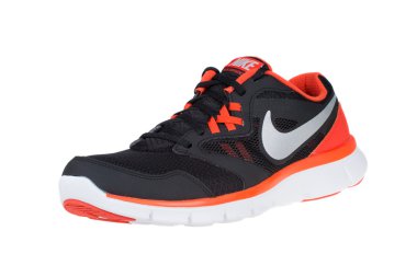 Shot - Varna, Bulgaristan stüdyo 5 Ocak 2015: Nike Flex deneyimi Rn 3 Koşu Ayakkabı, beyaz arka plan üzerinde ürün vurdu izole