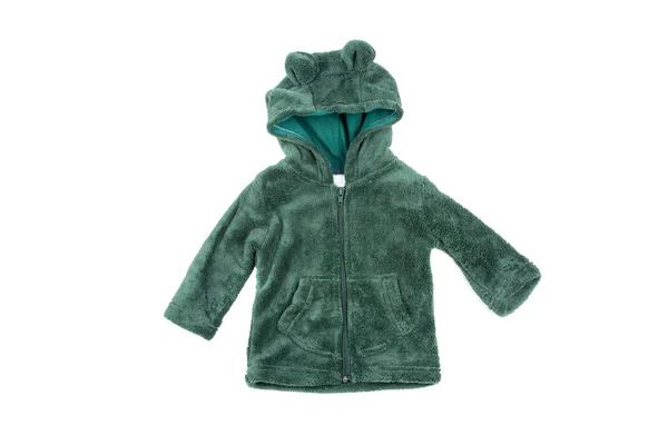 Roztomilý zelený dětský zimní bunda, izolované — Stock fotografie