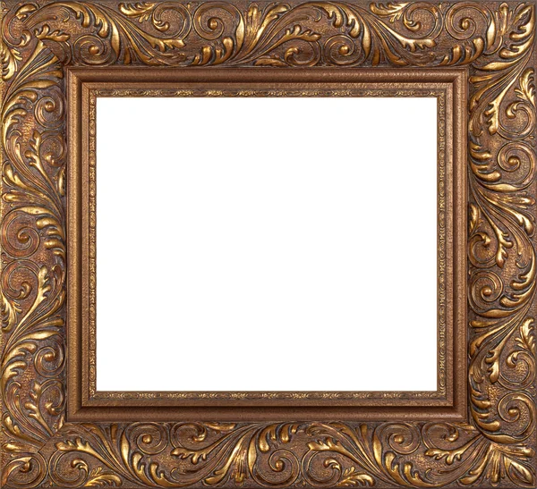 Empty golden vintage frame isolated on white background — Stock Photo, Image