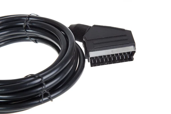 SCART-connectorkabel geïsoleerd op een witte achtergrond — Stockfoto