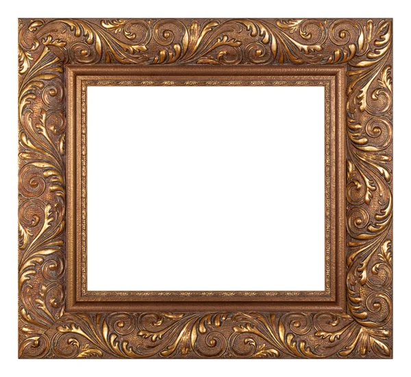 Empty golden vintage frame isolated on white background — Stock Photo, Image