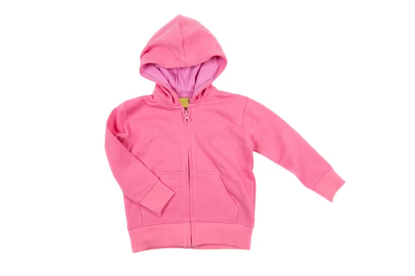 Roze hooded sweatshirt, geïsoleerd op wit — Stockfoto