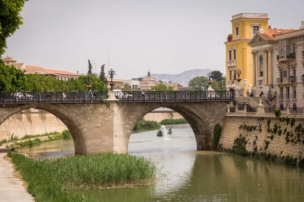 MURCIA, SPAIN - MAY 11, 2009: View of Murcia. Segura river and old bridge, Murcia, Spain. — Stock Photo, Image