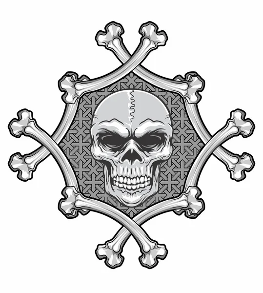 Skull on crossbones frame — Stock Vector