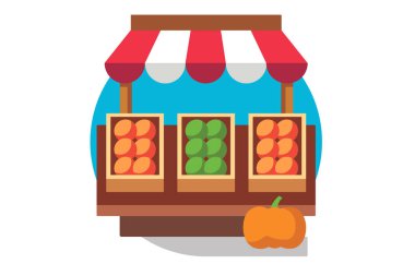 Açık hava tezgahında taze sebzeler ve meyveler