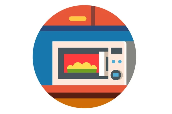 Microwave with food being coocked. — Stock Vector