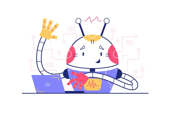 Modern laptop kullanan robot