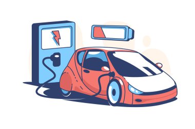 Kırmızı elektrikli araba