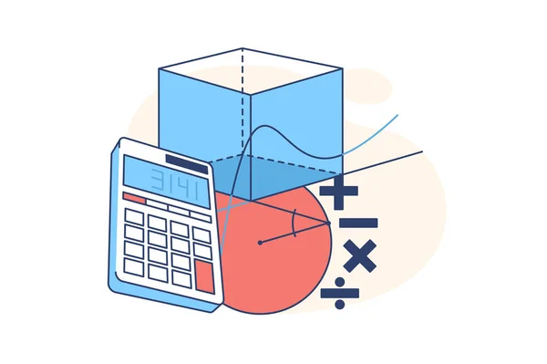 Calculadora y figuras geométricas — Vector de stock