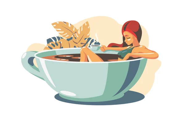 Жінка п'є каву — стоковий вектор