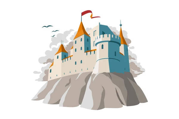 Middeleeuws kasteel op heuvel — Stockvector