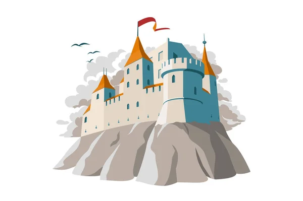 Castillo medieval en la colina — Vector de stock