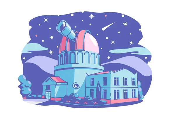 Observatory building with telescope — Stock Vector