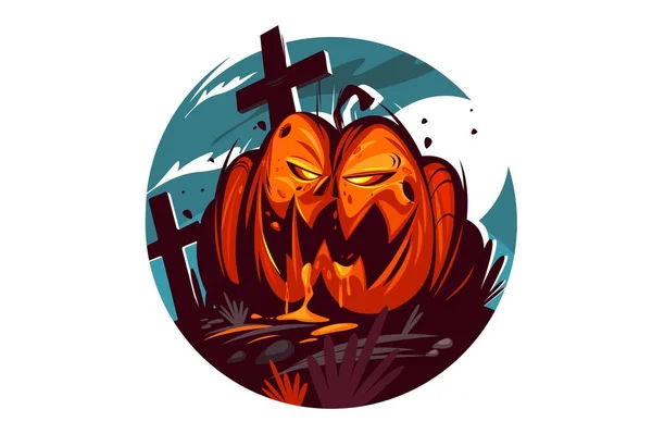 Bright evil pumpkin — Stock Vector