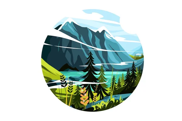 Montagnes et lac — Image vectorielle