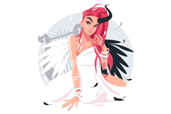 Hermosa chica ángel caído — Vector de stock