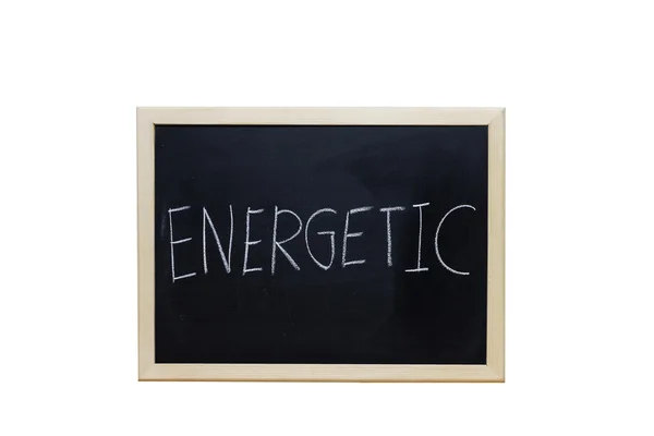 enerjik ile beyaz Tebeşir tahtaya yazılmış.