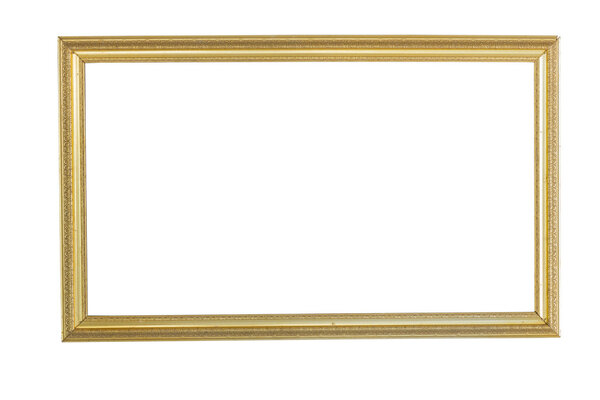 Golden picture frame isolate on white