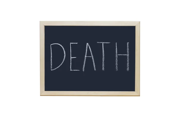 Death written with white chalk on blackboard. — Stock Photo, Image