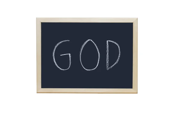 Bůh, psáno s bílou křídou na tabuli. — Stock fotografie