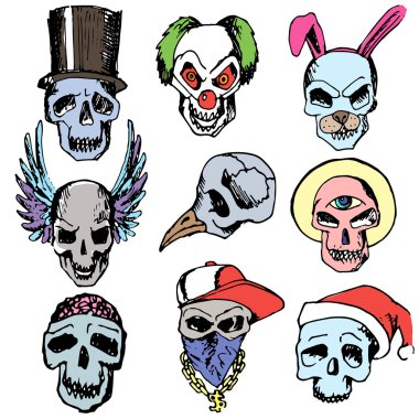 Renkli el boyaması kafatası. Vector.Illustration.