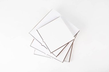White blank pizza boxes on white background. Mock-up.
