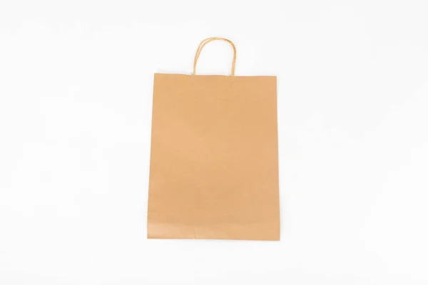 Craft Bags White Background Mock Brown Paper Bag — Stockfoto